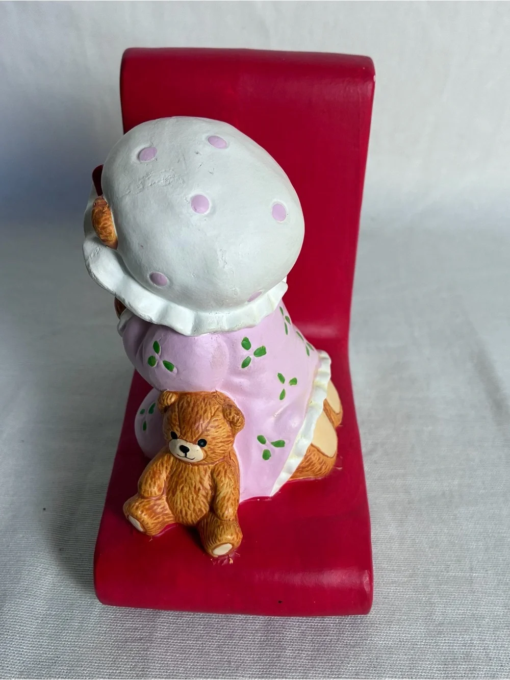 Enesco Blue and Pink Bear Bookend Pair with Red Book Bases
